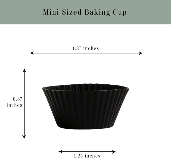 The Silicone Kitchen Reusable Silicone Baking Cup, Non-Toxic, BPA Free, Dishwasher Safe, Mini, Pack of 24, Matte Black