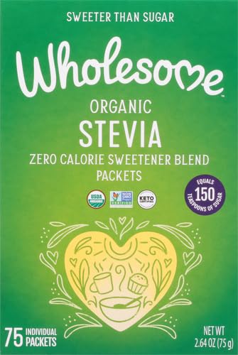 Wholesome Organic Stevia, Zero Calorie Sweetener Blend, Non GMO & Gluten Free, 2.64 Oz, 75ct (Pack of 2)