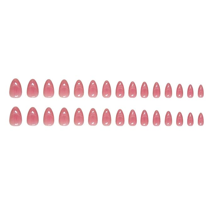 30Pcs Press on Nails Short Almond ZWENJIE Cat Eye Fake Nails Press ons Nail Tips Stick on Nails Pink Blush Tip Acrylic Nails Kit French False Nails with Blue Tip Design Nail Art for Women Manicure