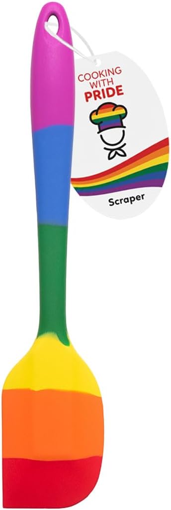 Cooking With Pride Non-Stick Scraper Spatula, Heat-Safe Silicone With Iron Core, 10.75-Inch