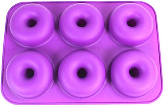 DIY 6-Cavity Cake Donut Mold Non-Stick Baking Molds Cake Pan Silicone Tray for Doughnut Cake Bread Pudding Chocolate Muffin Soap (Blue)