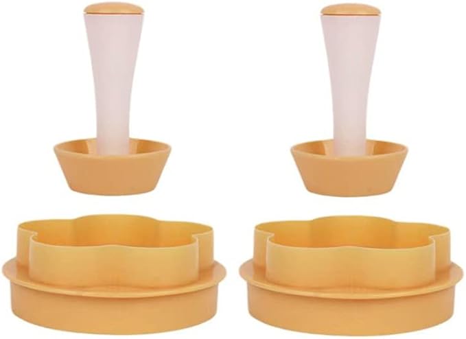 SEULEME Tart Shell Molds, Pastry Dough Tamper Kit Fruit Pie Maker Flower/Circle Cookies Biscuit Cutter Baking Tool for Making Cupcake Muffin, Pecan Pies, Cheesecakes and Desserts (Yellow-2pcs)