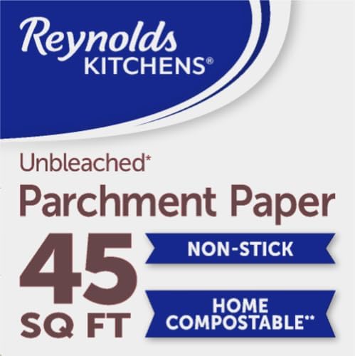 Reynolds Kitchens Unbleached Parchment Paper Roll, Non Stick Parchment Paper for Cooking and Baking, Oven Safe up to 425 Degrees, Chlorine-Free, 45 Feet x 12 Inches, 45 Sq. Ft., (Pack of 12)