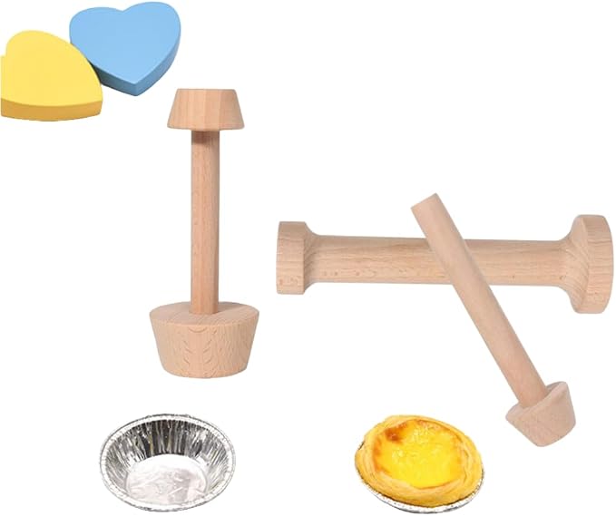 3 Pieces Wooden Tart Tamper Set Double Side Pastry Dough Tamper Egg Tarts Tamper Pastry Tools DIY Cake Pastry Tools for Making Egg Tart, Pasta, Cheesecakes Dessert Kitchen Baking Tools