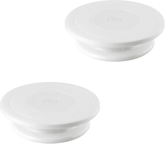 2 PCS Baking Supplies Cake Stand, 11 Inch Cake Decorating Supplies Rotating Stand, for Kitchen Cake Baking (White)