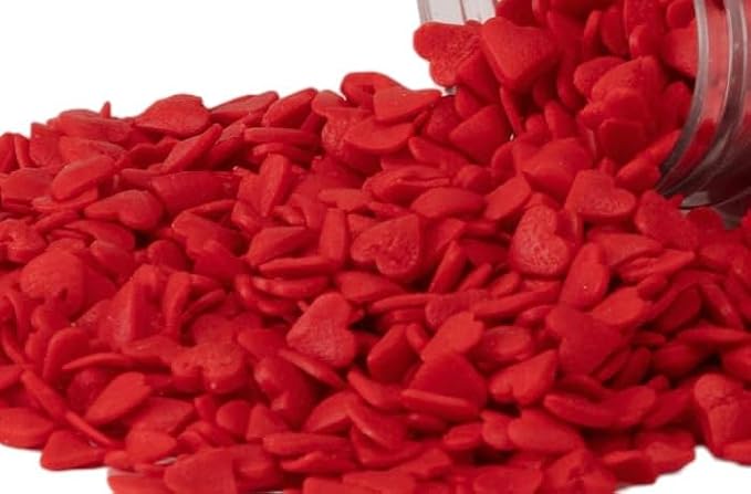EDIBLE ACCENTS RED HEARTS- Gluten-free, Egg Free, Nuts Free, Kosher, Sprinkle Medley Mix, For Baking, Decorating, Cookies, Cupcakes, Cakes, Topping, Jimmies, Sugar Shapes