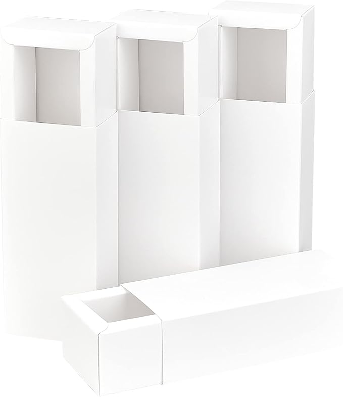 BENECREAT 14PCS White Kraft Packaging Drawer Box 4.8x2x1.5 Inch Cardboard Present Box Gift Wrapping Boxes for Lipstick, Small Perfume Essential Oil Bottle