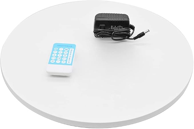 Rotating Display Stand, 16.5''/220lb Photography Turntable Motorized Turntable with Remote speed control for 360 Degree Image, Video, Model, Cake (White)