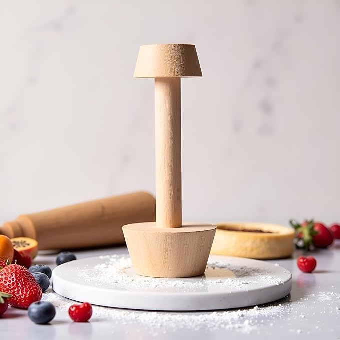 GANPUB 2Pcs Tart Tamper Pastry Tamper Double Side Wooden Egg Tart Tamper Mold DIY Cake Pastry Pusher for Kitchen Party Baking Tools, Pie, Tart and Quiche Pans