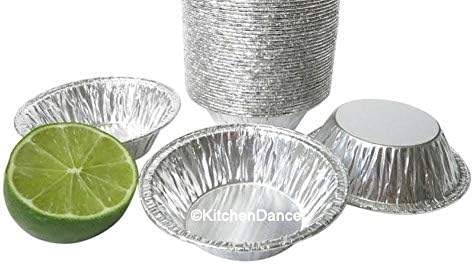 KitchenDance Disposable Aluminum Mini Tart Pans without Lids - 3 Inches Round Aluminum Foil Mini Pie Pan, Baking Pan Perfect for Home, Restaurants, or Events, #301, Pack of 100