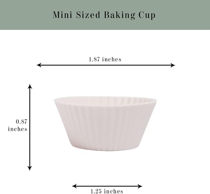 The Silicone Kitchen Reusable Silicone Baking Cups, Non-Toxic, BPA Free, Dishwasher Safe, Mini, 24 Pack, Designer White