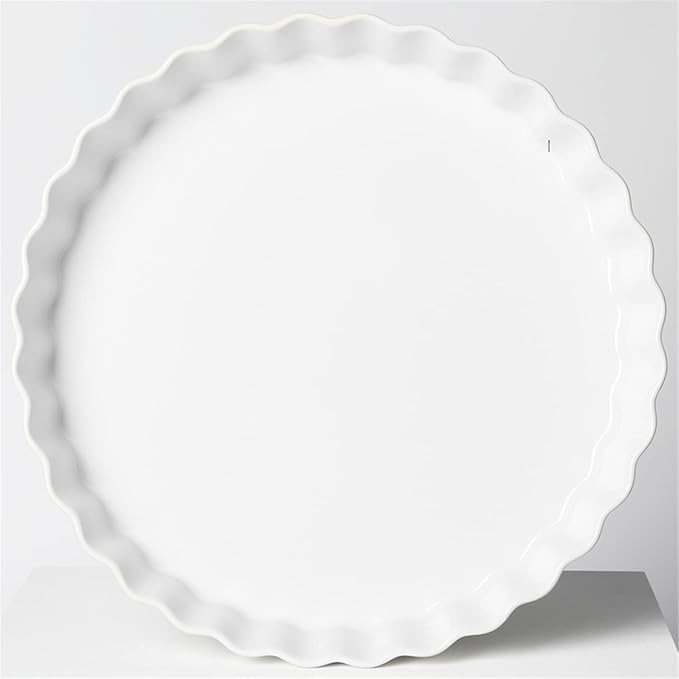 ONTUBE Ceramic Pie Pans 11 Inches, Quiche Pans (White, 11" x 1 Pieces)