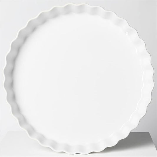 ONTUBE Ceramic Pie Pans 11 Inches, Quiche Pans (White, 11" x 1 Pieces)