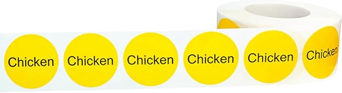 Yellow with Black Chicken Circle Dot Adhesive Stickers, 1 Inch Round Labels, 500 Total Stickers