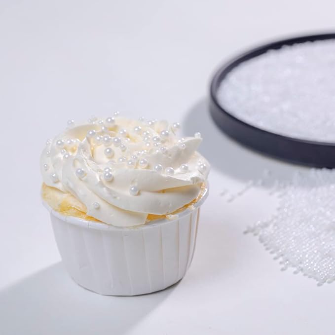 Edible Pearl White Sprinkles for Wedding Cake Decorating,Christmas Cake sprinkles,Cookie sprinkles,Sugar Pearl, Edible Candy Pearls 130g 4.6OZ for Cake Cupcake Decorationg 2mm (White)