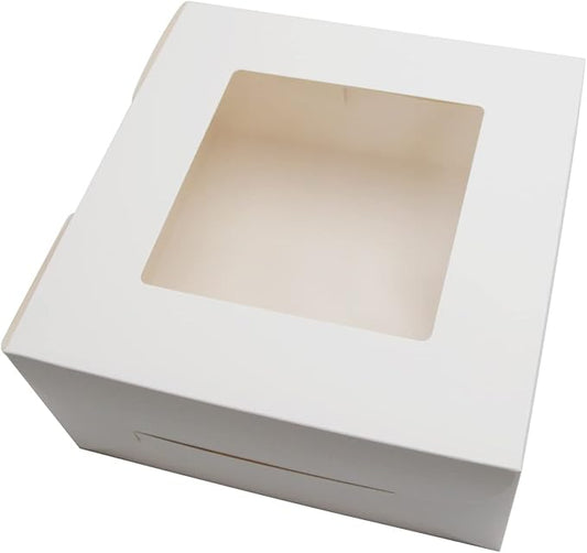 White Bakery Boxes 10x10x5 Inch - 10Pack Window Gift Boxes