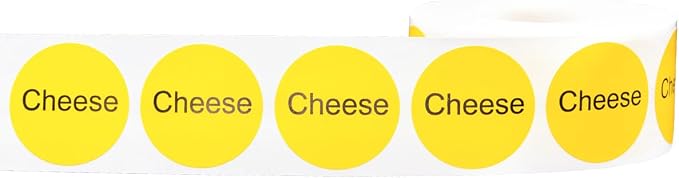 Yellow with Black Cheese Circle Dot Adhesive Stickers, 1 Inch Round Labels, 500 Total Stickers