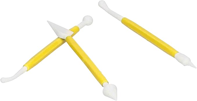 Tbest Cake Fondant Tools Set 8 Piece Yellow Decoration Kit | Pastry Filling Decoration, Modeling tools for Baking, Plastic Material, Kitchen Diy Use