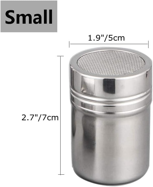 Powder Shaker with Lid,Stainless Steel Fine Mesh Shaker, for Sifter Cocoa,Cinnamon Powder,Icing Sugar,Chocolate Coffee (Small-12Pcs)