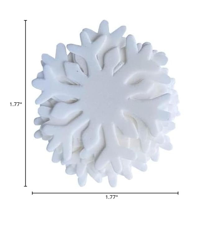 50Pcs White Edible Cake Cupcake Toppers Snowflakes Christmas Winter Frozen Party Decoration