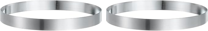 HARFINGTON 2Pcs Round Cake Ring 7.09 x 1 Inch Seamless Stainless Steel Pastry Mousse Dessert Ring Mirror Coating for Baking Cooking English Muffins Crumpet Making Tool