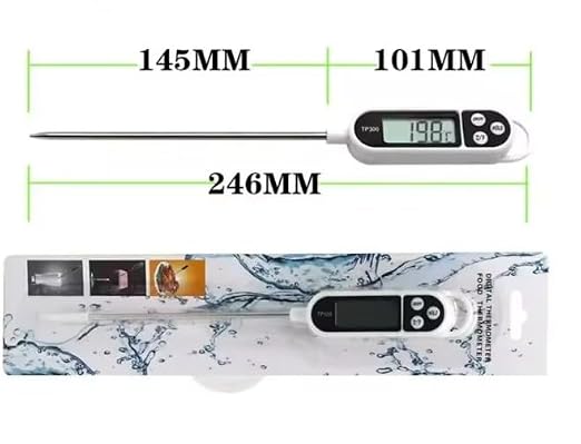 Digital Meat Thermometer for Cooking & BBQ, Instant Read Food Thermometer with Stainless Steel Probe, LCD Display Kitchen Thermometer for Grill, Smoker, Oven, Beef, Chicken & Turkey
