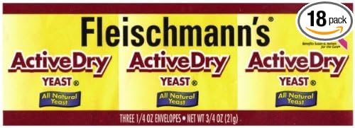 Fleischmann's Yeast Active Dry Three Count Envelopes, 3-Count Pouches (Pack of 18)