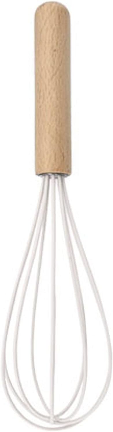 1pc White Silicone Egg Whisk with Wooden Handle, Heat Resistant Cooking Utensils for Blending Whisking Beating Stirring Cooking Backing