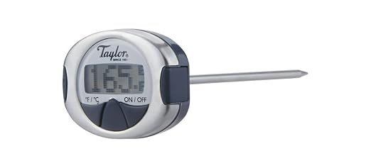 Taylor Pro Instant Read Digital Food Thermometer – Stainless Steel Probe with 0.4" Dot Matrix Display, -58°F to 448°F Temperature Range for BBQ, Baking & Candy Making (Steel/Black)