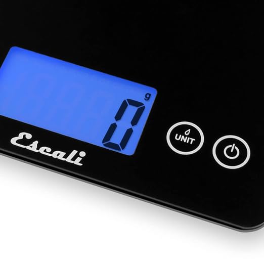 Escali 2210IB ArtiXL Extra-Large Glass Digital LCD Display Kitchen Scale, Measures Liquid and Dry Ingredients, Tare Function, 22lb Capacity, Black