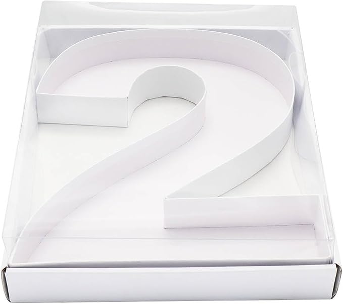 WENPACK 12.5" Cardboard Number Shaped Mache Party Decorative Strawberries Fillable Sweets Candy Box with Clear Lid (white, 2)