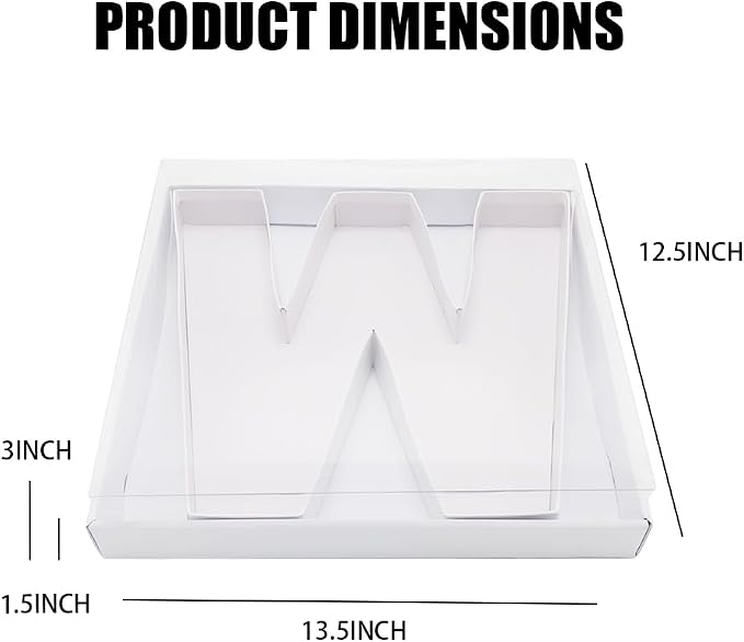 WENPACK 12.5" Cardboard Letter Shaped Charcuterie Mache Strawberries Fillable Sweet Box with Clear Lid (White, W)