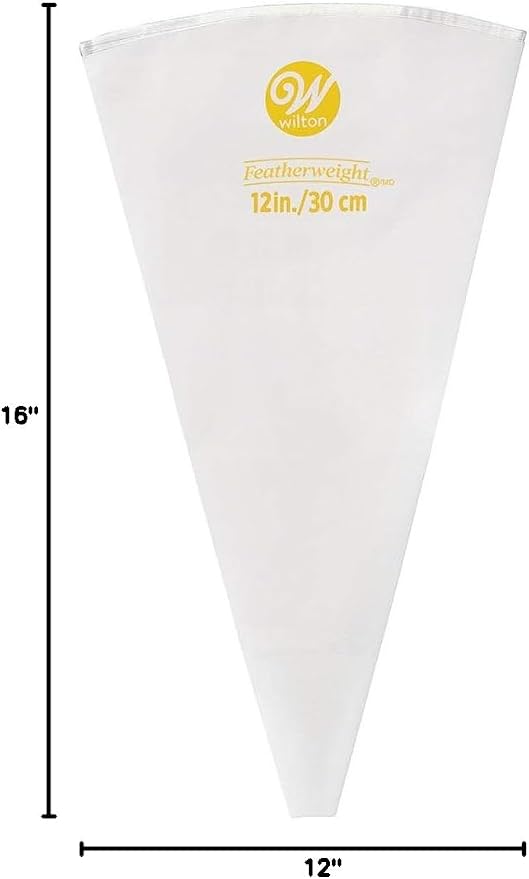 Wilton White Piping Bag For Precise Cake Decorations, Featherweight Reusable Icing Bag, 12 inch, 1-Count
