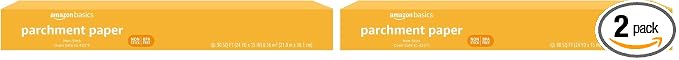 Amazon Basics Non-Stick Parchment Paper for Baking, Cooking, Oven Safe, 15 inches, 90 Sq Ft Roll, (Pack of 2)