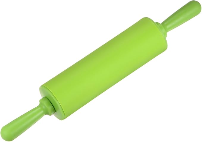 HARFINGTON Silicone Rolling Pins for Baking 12 Inch Non Stick Rolling Pin Small Roller Playdough Rolling Pins for Dough Pizza Pastry Fondant Kitchen, Green