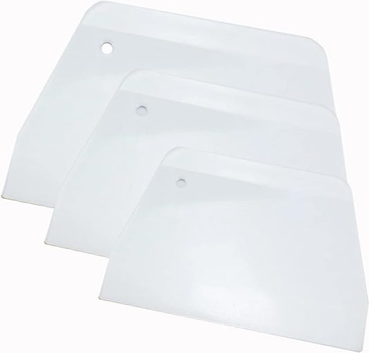 3 Piece Plastic Dough Scraper, Food Grade Trapezoidal Bread Scraper Bowl Scraper Set Multipurpose Kitchen Food Scraper for Bread Cake Fondant Icing Cream Pizza Making Size L M S