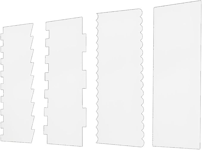 4 Pack Clear Cake Combs, Clear Acrylic Cake Smoother Scraper, Clear Acrylic Cake Scraper, Large Clear Acrylic Cake Scraper, Acrylic Cake Scraper Set, Clear Acrylic Cake Scraper Cake Decorating