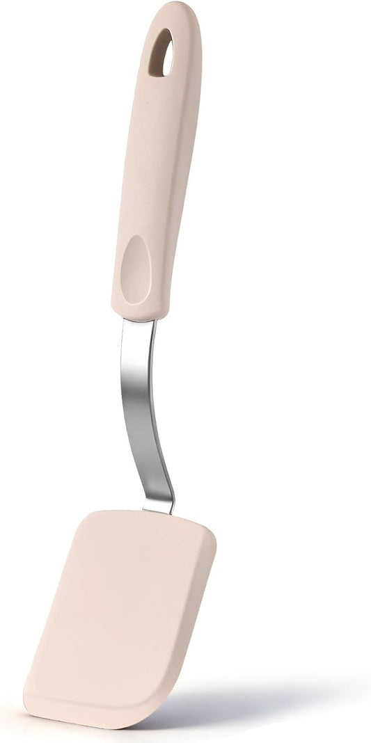 Small Silicone Spatula Mini Silicone Cookie Spatula Heat Resistant Flexible Small Turner for Kitchen Use Nonstick Cookware No Scratch Flipper for Egg Pancake (Khaki)