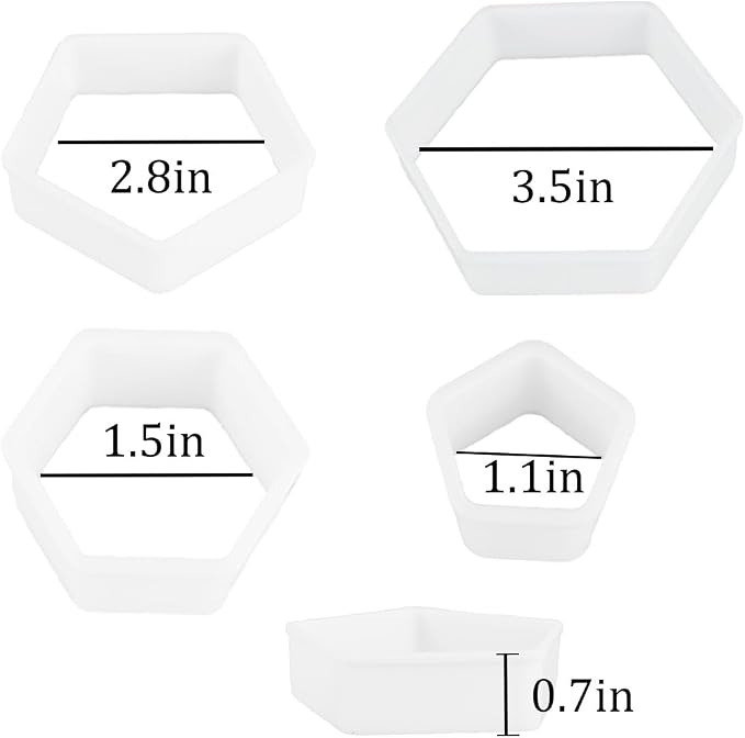 8 Pcs Soccer Ball Hexagon Cookie Cutter - 4 Sizes Soccer Cookie CutterPattern Cake Topper Soccer Cookie Cutter Set for Baking Cake Decorations