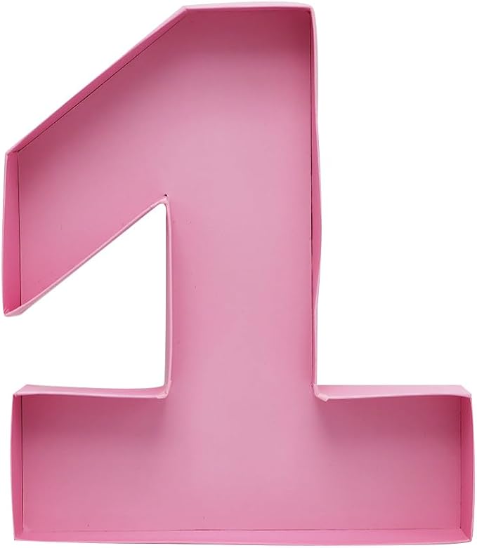 12inch Cardboard Number Fillable Food Tray Box for Charcuterie, Cupcake Arrangement,Birthday Anniversary (Pink 1)