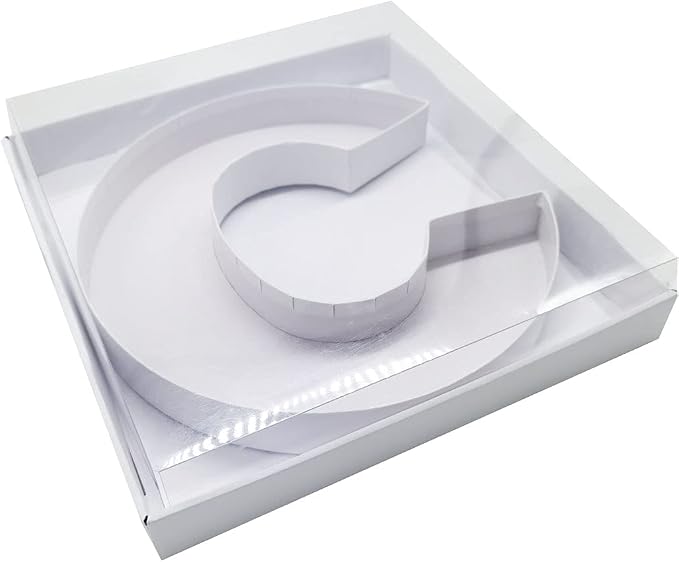 WENPACK 12.5" Cardboard Letter Shaped Mache Decorative Strawberries Fillable Sweets Candy Box with Clear Lid (White, C)