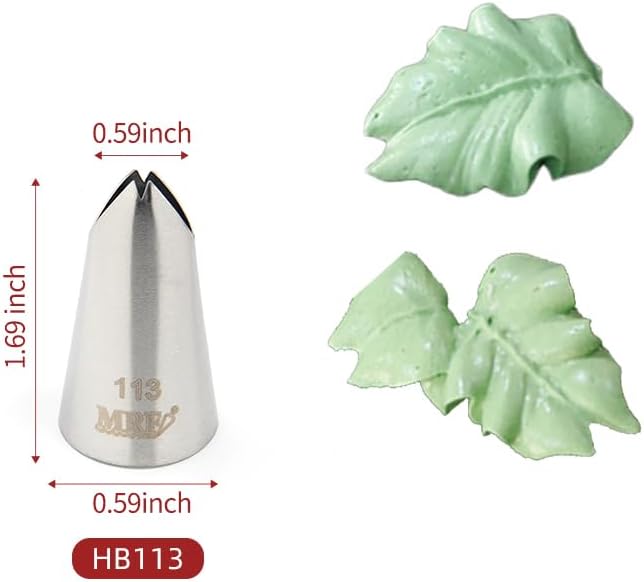 14 PCS Russian Piping Tips Set,Stainless Steel Icing Nozzles for Cake Decorating, Cream Flower Bouquet DIY Cookies, Desserts Baking Tools 1 XXL, 1 XL, 1 Medium Leaf, 10 Piping Bags, 1 Brush