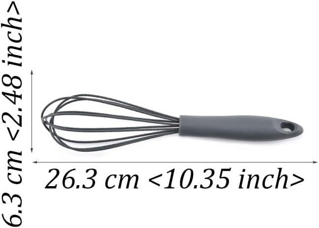 Silicone Whisk (2 Pack), Commercial Non-Scratch Balloon Wire Whisk for Cooking, Manual Egg Beater Milk Frother Coffee Whisks, for Blending, Whisking, Beating and Stirring (Grey)