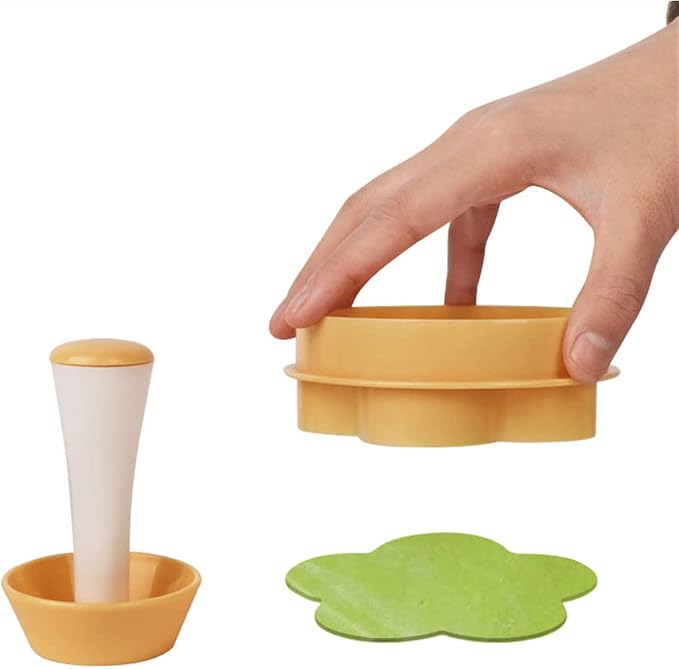SEULEME Tart Shell Molds, Pastry Dough Tamper Kit Fruit Pie Maker Flower/Circle Cookies Biscuit Cutter Baking Tool for Making Cupcake Muffin, Pecan Pies, Cheesecakes and Desserts (Yellow-2pcs)