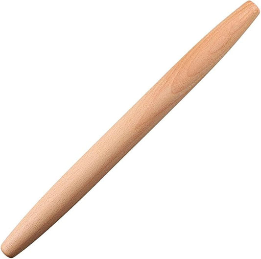 Wooden Rolling Pin for Baking Beech Wood French Rolling Pin Tapered Rolling Pin for Fondant Pie Crust Cookie Pastry Pizza Bread Non Stick Dough Roller 15.75-Inch