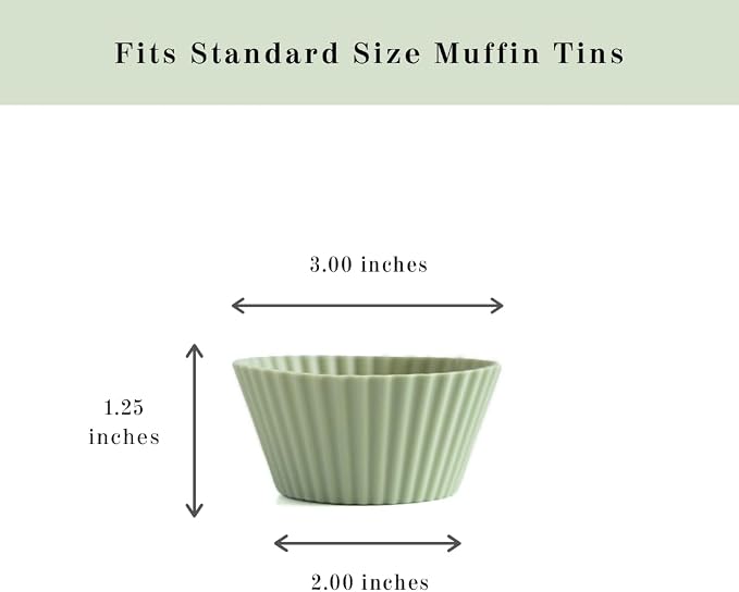 The Silicone Kitchen Reusable Silicone Baking Cup Silicone Muffin Liners for Cupcakes, BPA Free, Regular, 12 Pack, White Blue Green