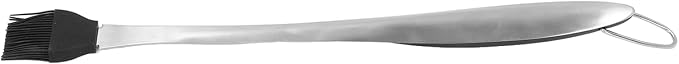 Stainless Steel Basting Brush with Heat Insulated Handle | Food Grade Silicone Brush for BBQ/Grilling/Baking | Long Handle Oil & Sauce Brush, Simple to Maintain