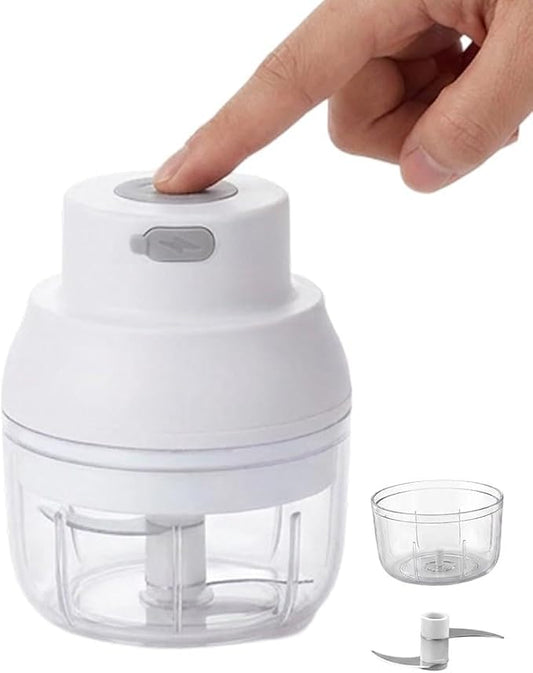 Electric Garlic Chopper, 2026 New Mini Food Processor, Rechargeable Cordless Garlic Mincer Onion Chopper, Portable Veggie Food Chopper for Ginger Chili Fruit Meat Kitchen Gadgets (White, 100ml)