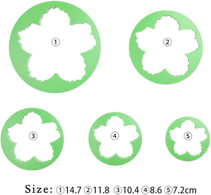 SK 5-Piece Peony Fondant Cutters Set Sugarcraft Modeling Tools Kit for Cake Decoration Green