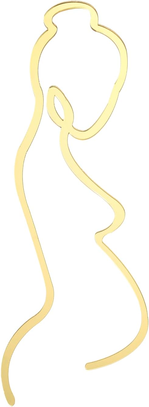 Pregnancy Line Art, Acrylic Cake Topper - Pregnant Woman Happy Birthday Cake Topper, Gold Mirror Finish, Mother To Be Party Decorations